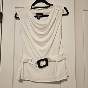 Frank Lyman Design Cream Draped Top with Belt
